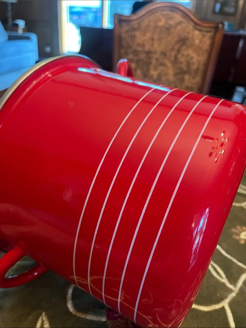 Sam Lebowitz Design for copco Red Enamel Stockpot with White Stripe Accent